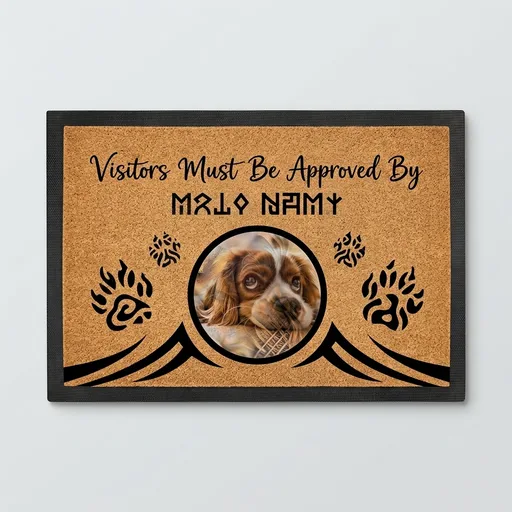 Personalized Dog Door Mat with Photo and Name - Customized Welcome Mat - Floor Mats - Front Door Mat - Visitors Must Be Approved - Abrasion-Resistant and Non-Slip (20" x 14")