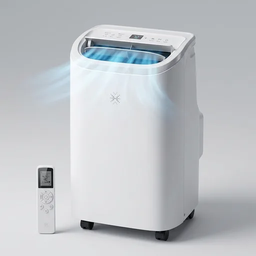 12,000 BTU Portable Air Conditioner Cools Up to 550 Sq.Ft, Auto-Evaporation Low Noise Portable AC Unit with Remote Control Fits for Large Room, Office, Garage, White