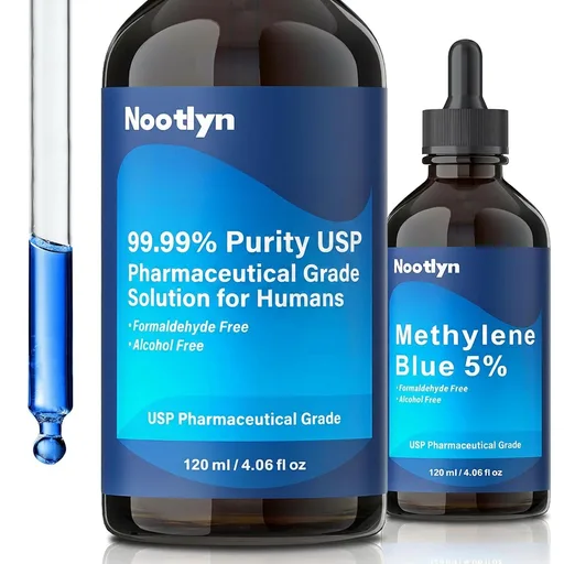 Methylene Blue Drops 5%, 99.99% Purity USP Pharmaceutical Grade Solution for Humans, No Formaldehyde & No Alcohol, 4.06 OZ FL