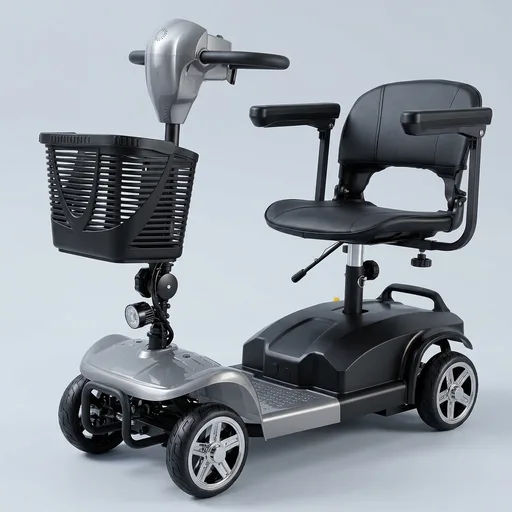 Wooken 4-Wheel Mobility Scooter for Seniors, Adults, Elderly, Foldable Mobility Scooter, Powered Mobility Scooter Wheelchair Device, All Terrain Compact Heavy Duty Mobility for Travel