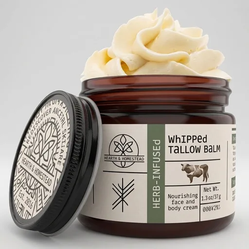 Hearth & Homestead Whipped Beef Tallow for Skin & Face, Unscented, 1.3oz