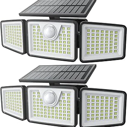 daphino 2500LM Solar Lights, Motion Sensor Outdoor Lights, 3-Head, 2 Pack