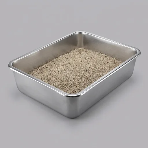 Stainless Steel Litter Box - 17.7" L x 13.77" W x 4" H Metal Cat Litter Box, Non Stick, No Smell, Easy Entry,Easy to Clean,Metal Litterbox for Kitten,Elderly Cats,Bunny