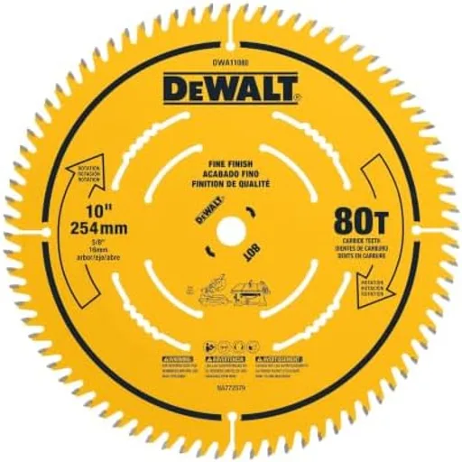 DeWalt Table Saw Blade10" , 80 Tooth, Fine Finish,Ultra Sharp Carbide (DWA1080)