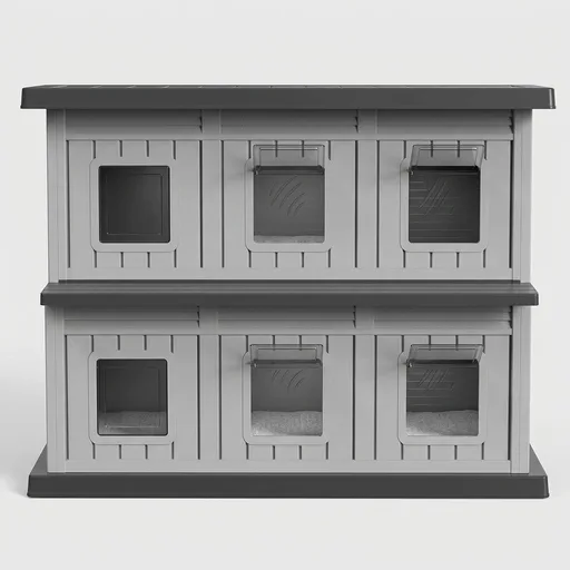 DRATO Outdoor Cat House Resin Double-Decker Cat Houses for Cats Weatherproof Large Space Cat Shelter Indoor & Outdoor Use