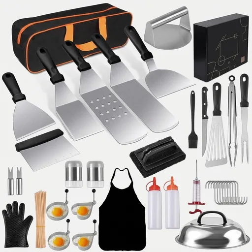 139PCS Griddle Accessories for Blackstone, Perfect Flat Top Grill Accessories for Camp Chef, Griddle Spatula Set with Metal Spatula, Enlarged Spatulas, Basting Cover for Outdoor Barbecue