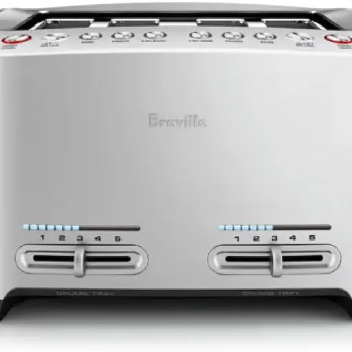 Breville BTA840XL Die-Cast Smart Toaster, 4 Slice, Brushed Stainless Steel