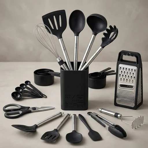 Kitchen Utensil Set-Silicone Cooking Utensils-33 Kitchen Gadgets & Spoons for Nonstick Cookware-Silicone and Stainless Steel Spatula Set-Best Kitchen Tools, Useful Pots and Pans Accessories