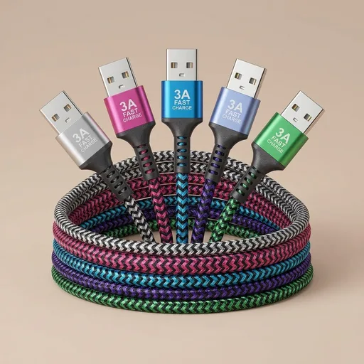 USB C Cable 6ft 5Pack, 3A Fast Charging Nylon Braided Type C Cord | Tpc001 USB C Charger Cable with Durable Braided Design, Compatible with Samsung Galaxy S10e S10 S9 S8 Plus Note 9 A80 A50 A20