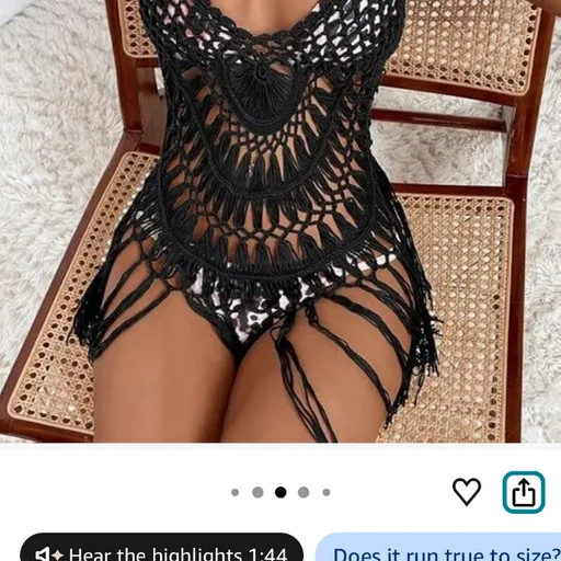 Ekouaer Crochet Bikini Cover-Up Dress