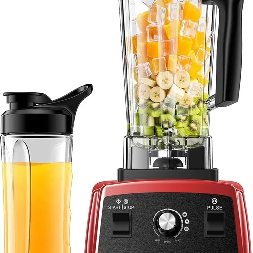Blenders for Kitchen, 1800W High Speed Smoothie Maker with 68oz Large Pitcher, 20oz Travel Cup, Pulse Self-Cleaning & Overheat Protection, Red