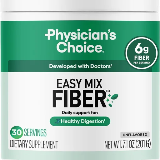 Physician's CHOICE Easy Mix Fiber for GLP-1 Support - No Grit & Sugar Free - Daily Prebiotic Soluble Fiber Powder Supplement - Digestive Health & Regularity - for Women and Men - Unflavored - 7.1oz
