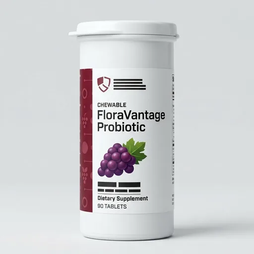 Bariatric Advantage Chewable FloraVantage Probiotic - 10 Billion CFUs - Probiotic Supplement - Supports Gut Health & Immune System* - Vegetarian & Gluten-Free - Grape Flavor - 90 Count