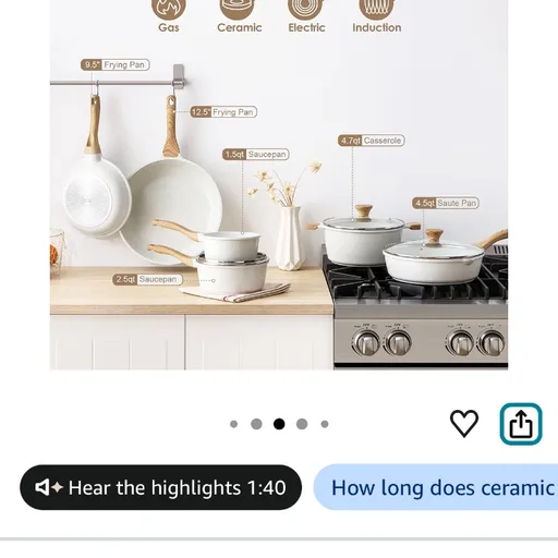 SENSARTE Ceramic Cookware Set