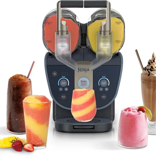 Ninja SLUSHi Twist Smart Frozen Drink Maker with Dual SlushAssist, FS701BL | 2 SLUSHI MACHINES IN 1, Serve separately or twist together, Dual SlushAssist Technology, 10+ Servings, two 72 oz vessel