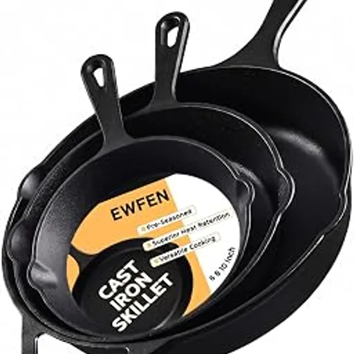EWFEN 3-Piece Cast Iron Skillet Set