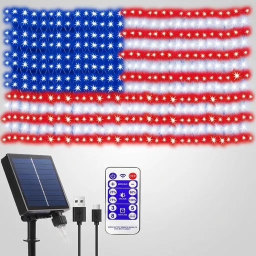 Solar American Flag Net Lights