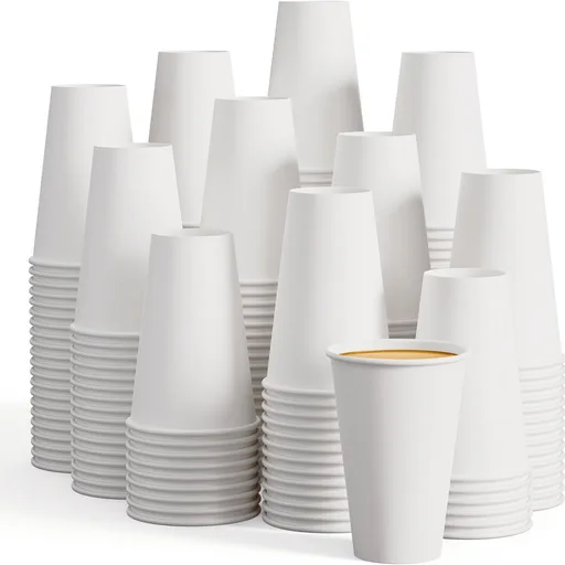 LITOPAK 210 Pack 16 oz Disposable Paper Coffee Cup, Hot/Cold Beverage Drinking Cups for Water, Paper Coffee Cups, White Hot Coffee Cups, Suitable for Party, Picnic, Travel, and Events