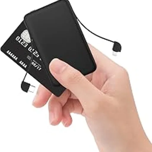Smallest Portable Charger Built-in Cables 5000mAh,Ultra Slim Power Bank