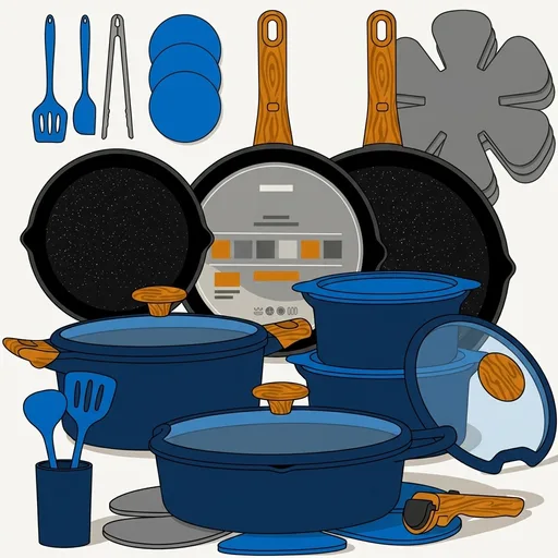CAROTE 30-Piece Titanium Cookware Set, Nonstick Pots and Pans Set with Detachable Handle, RV Kitchen Cooking Set, Camping Use, Induction Compatible, Dishwasher & Oven Safe