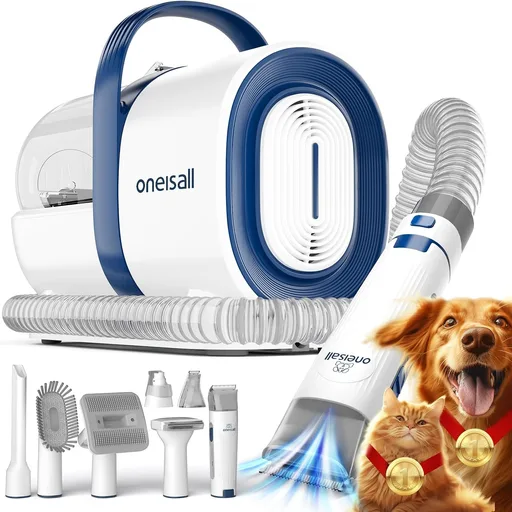 Oneisall Dog Grooming Vacuum,7 in 1 Grooming kit Tools with Low Noise