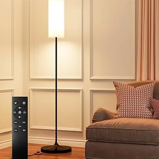 USTO Dimmable Floor Lamp with Remote,12W Led Bulb and Foot Switch, Black