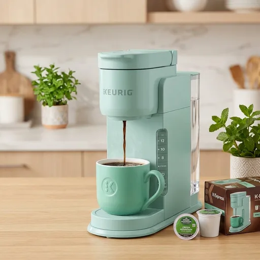 Keurig K-Express Single Serve K-Cup Pod Coffee Maker, 3 Brew Sizes, Strong Button Feature, 42oz Removable Reservoir, Mint