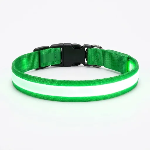 Vizpet LED Dog Collar, Light Up Dog Collar Adjustable USB Rechargeable Super Bright Safety Light Glowing Collars for Dogs(Medium,Green)