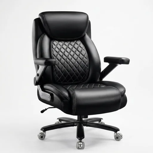 600LBS Large Heavy Duty Office Chair with 5D Flip Arms,Comfy Big and Tall Executive Office Desk Chair with Pocket Spring Cushion,High Back Computer Chair with Lumbar Support,Dual Rubber Wheel