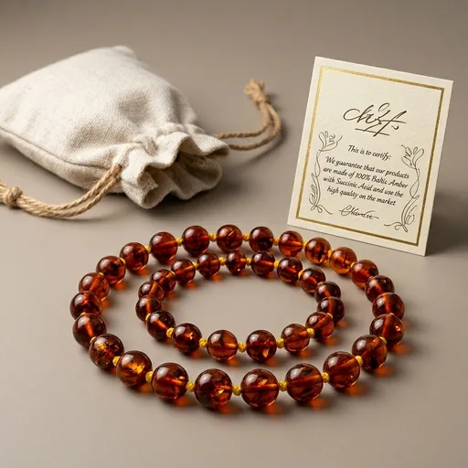 Cici's Story Baltic Amber Necklace (14 Inches, Cognac) - Certified Authentic Baltic Amber