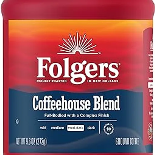 FolgersCoffeehouse Blend Ground Coffee, Medium-Dark Roast, 9.6 Ounces