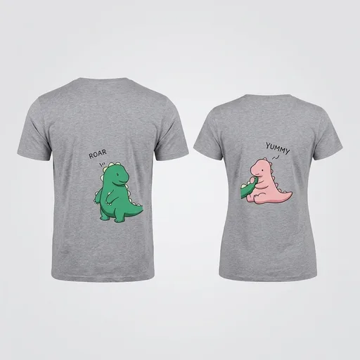 Matching Couple TShirt Dinosaur Short Sleeve Top for Him Her Funny Graphic Tee Summer Vacation Outfits 1 Piece