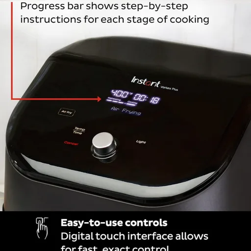 Instant Pot Vortex Plus Clear 6QT Cook Air Fryer, Clear Windows, Custom Program Options, 6-in-1 Functions, Crisps, Broils, Roasts, Dehydrates, Bakes, Reheats, from the Makers of Instant Pot, Black