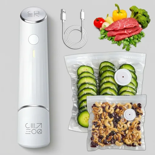 Chef Preserve Compact Vacuum Sealer for Food (Vacuum Sealer Machine + 30 Reusable Vacuum Bags) Powerful Handheld Vacuum Sealer Machine, Seal Meal Saver, Portable Food Sealer