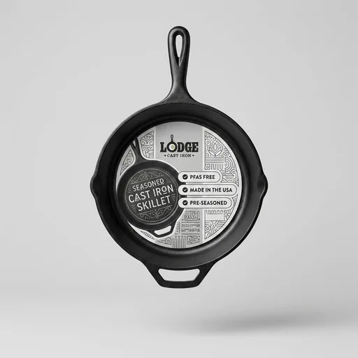 LodgeSeasoned Cast Iron Skillet 12 Inches - PFAS-Free, Non-Toxic Cookware - Use with an Oven, Stove, Grill, or Campfire - Naturally Non-Stick & Oven Safe