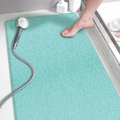 godehone Shower Mats Non Slip Without Suction Cups, PVC Loofah Bathroom Mats, Loofah Mats for Shower and Bathroom, Quick Drying, 15.7× 36 Inch, Light Green