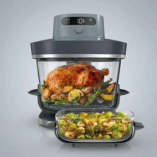 Ninja Crispi Pro 6-in-1 Glass Air Fryer | With Nontoxic, 6qt & 2.5qt Containers & Lids | Microwave, Freezer, Dishwasher Safe | 450°F Max Temp | 1800 Watt | Cyberspace | AS101CY