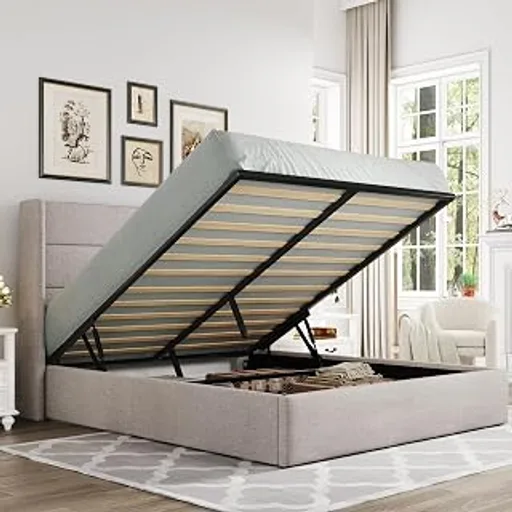Allewie Queen Size Lift Up Hydraulic Storage Bed Frame