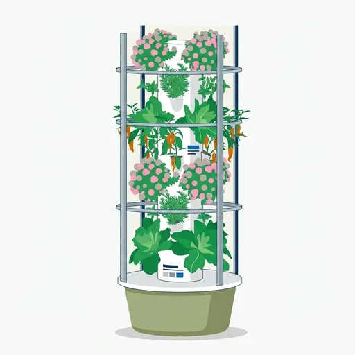 BAOSHISHAN 7 Layer 28 Pods Hydroponic Growing Tower with Foldable LED Light | Durable ABS Space-Saving Tower, Smart Water Circulation, Year-Round Indoor Veggies, Herbs & Fruits, Beginner-Friendly Kit