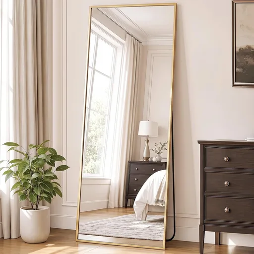 DUMOS 64"x21" Full Length Mirror with Stand, Full Body Floor Mirror
