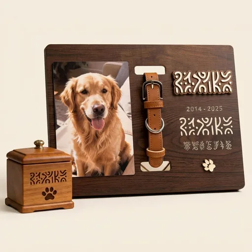 Personalized Memorial Dog Photo Frame With Collar Holder, Personalized Memorial Pet Sign with Name, Dog Memorial Gifts, Pet Loss Gift, Cat Sympathy Loss Gift A1