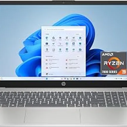 HP15.6 inch Laptop, HD Touchscreen Display, AMD Ryzen 3 7320U, 8 GB RAM, 256 GB SSD, AMD Radeon Graphics, Windows 11 Home, Natural Silver, 15-fc0399nr