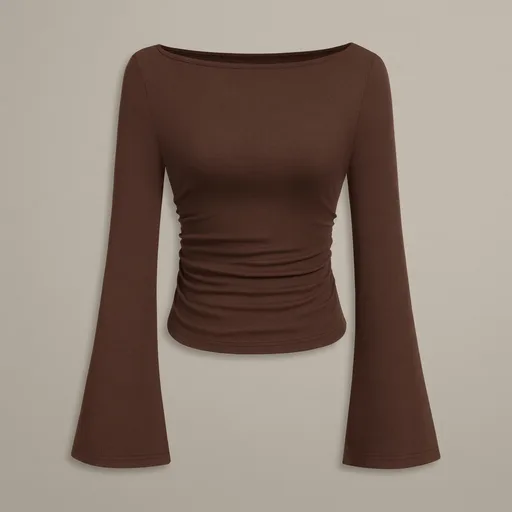 PRETTYGARDEN Womens Bell Long Sleeve Ribbed Knit Tops