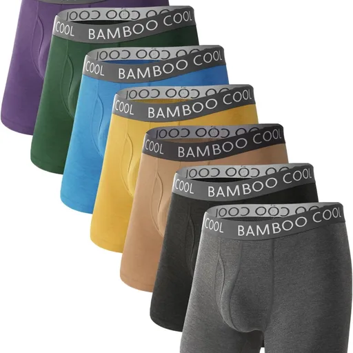 BAMBOO COOL Men's Ultra Breathable Underwear,No Riding Up Boxer Briefs with ComfortFlexible Waistband,Multipack