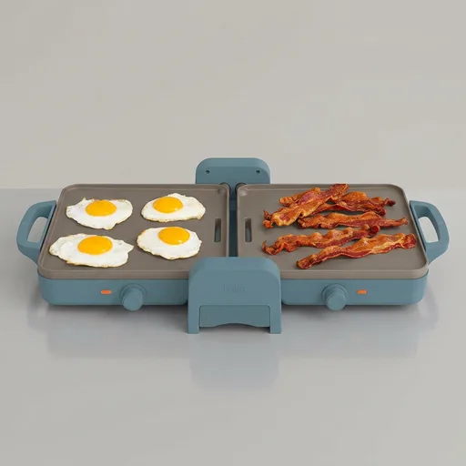 bella 10"x20" Fold and Store Griddle, Non-Toxic, Ceramic Coating, Surf