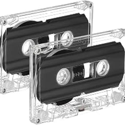 UKCOCO2 Pcs Blank Audio Cassette Tape - 30 Min Recording Time Transparent Plastic Case Suitable for Music Recording and Portable Cassette Players