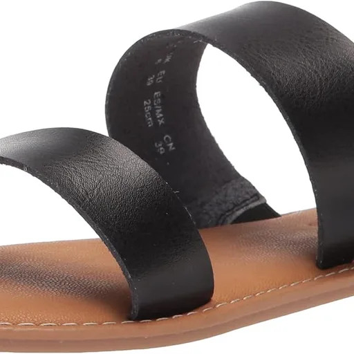 Amazon Essentials Women's Two Band Slip On Open Toe Fashion Slide Sandal