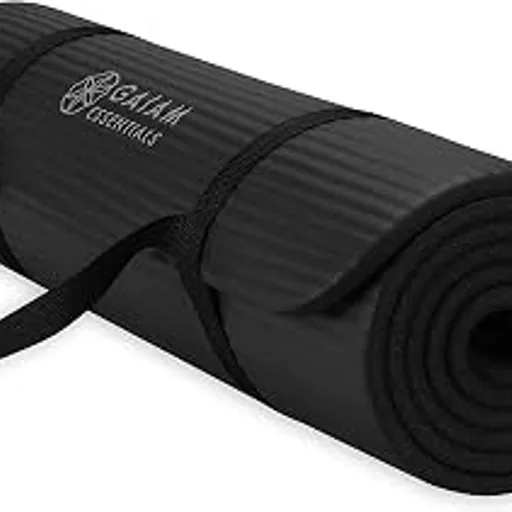 Gaiam Thick Yoga Mat, Exercise & Fitness Mat with Easy-Cinch Carrying Strap