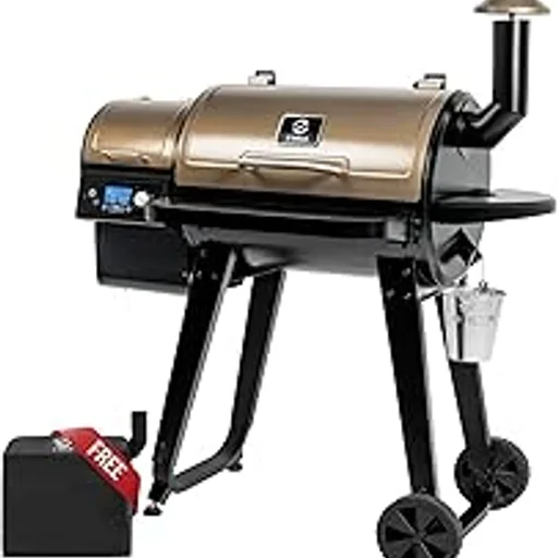 Z GRILLSZPG-450A2 Wood Pellet Grill & Smoker, PID V3.0 Controller, 459 Sq in Cook Area, Foldable Shelf&Side Shelf, Meat Probe, Rain Cover, 8 in 1 BBQ Grill Outd