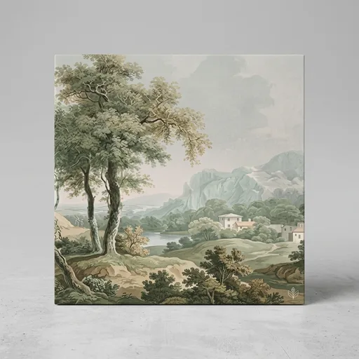 Vintage Forest Wall Murals Peel and Stick 148"x98" Canvas Waterproof Self-Adhesive Removable Wallpaper for Bedroom Living Room Green Countryside Landscape Wall